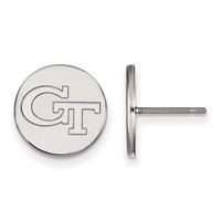 Sterling Silver Rhodium-plated LogoArt Georgia Institute of Technology G-t Small Disc Post Earrings view 1