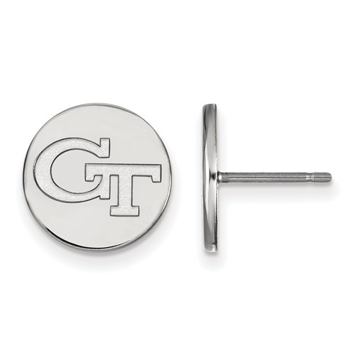 Sterling Silver Rhodium-plated LogoArt Georgia Institute of Technology G-t Small Disc Post Earrings
