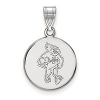 Sterling Silver Rhodium-plated LogoArt Iowa State University Cardinal Medium Disc Pendant view 1
