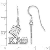 Sterling Silver Rhodium-plated LogoArt Kappa Alpha Theta Sorority Symbol Small Dangle Wire Earrings view 2