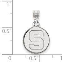Sterling Silver Rhodium-plated LogoArt Michigan State University Letter S Small Disc Pendant view 2