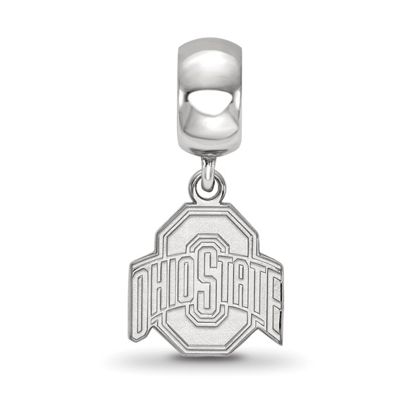 Sterling Silver Rhodium-plated LogoArt The Ohio State University Small Dangle Bead Charm