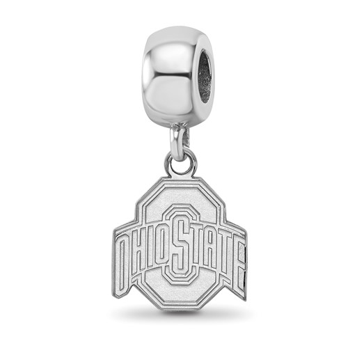 Sterling Silver Rhodium-plated LogoArt the Ohio State University Small Dangle Bead Charm