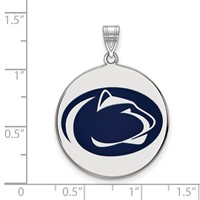 Sterling Silver Rhodium-plated LogoArt Penn State University Lion Extra Large Enameled Disc Pendant view 2