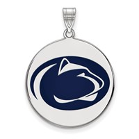 Sterling Silver Rhodium-plated LogoArt Penn State University Lion Extra Large Enameled Disc Pendant view 1