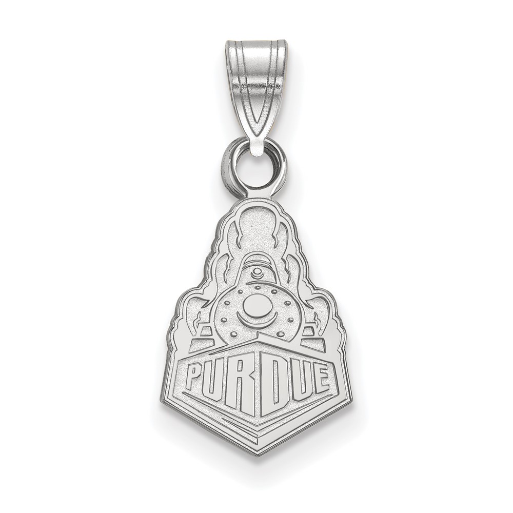 Sterling Silver Rhodium-plated LogoArt Purdue University Boilermakers Train Logo Small Pendant