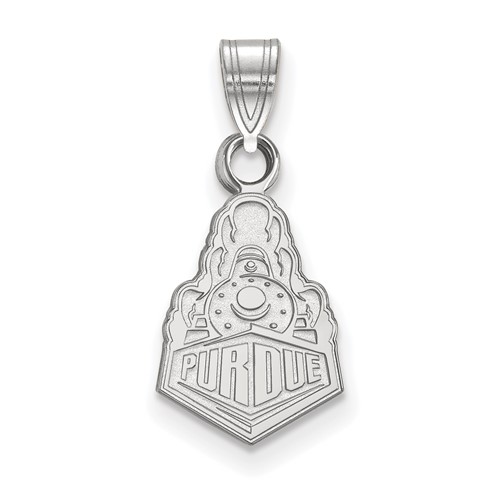 Sterling Silver Rhodium-plated LogoArt Purdue University Boilermakers Train Logo Small Pendant
