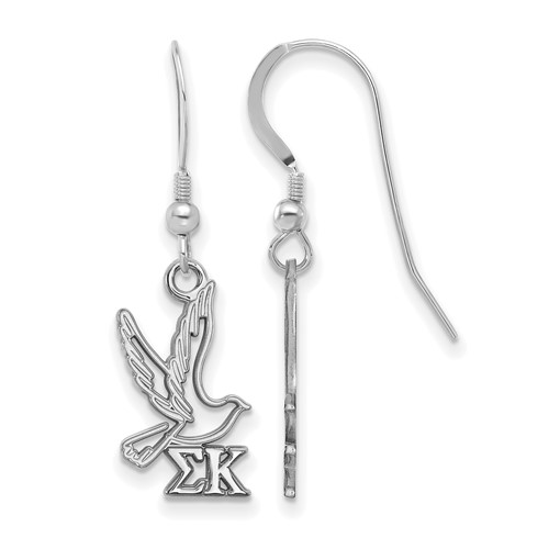 Sterling Silver Rhodium-plated LogoArt Sigma Kappa Sorority Symbol Small Dangle Wire Earrings