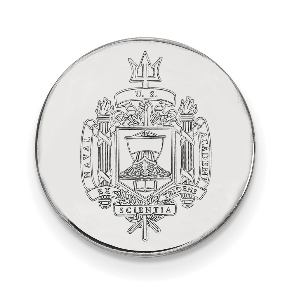 Sterling Silver Rhodium-plated LogoArt US Naval Academy Crest Lapel Pin