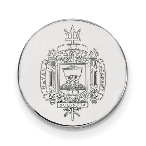 Sterling Silver Rhodium-plated LogoArt US Naval Academy Crest Lapel Pin