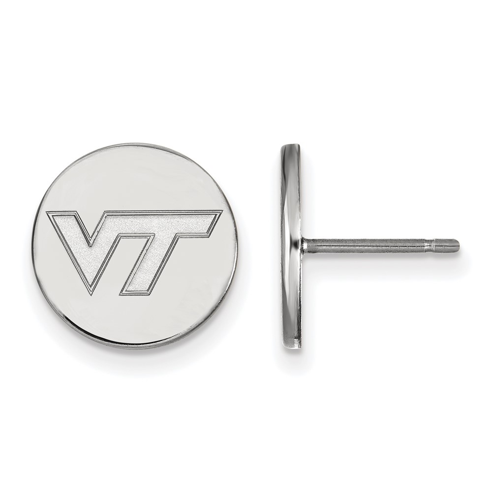 Sterling Silver Rhodium-plated LogoArt Virginia Tech V-t Small Disc Earrings