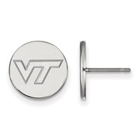 Sterling Silver Rhodium-plated LogoArt Virginia Tech V-t Small Disc Earrings view 1