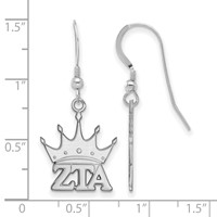 Sterling Silver Rhodium-plated LogoArt Zeta Tau Alpha Sorority Symbol Small Dangle Wire Earrings view 2