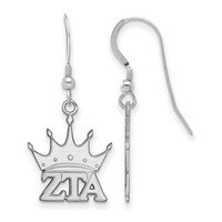 Sterling Silver Rhodium-plated LogoArt Zeta Tau Alpha Sorority Symbol Small Dangle Wire Earrings view 1