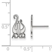 Sterling Silver Rhodium-plated LogoArt Alpha Chi Omega Sorority Symbol Small Post Earrings view 2