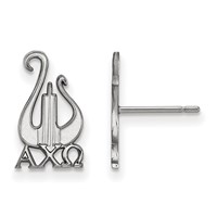 Sterling Silver Rhodium-plated LogoArt Alpha Chi Omega Sorority Symbol Small Post Earrings view 1