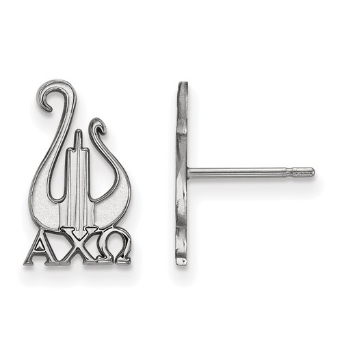 Sterling Silver Rhodium-plated LogoArt Alpha Chi Omega Sorority Symbol Small Post Earrings