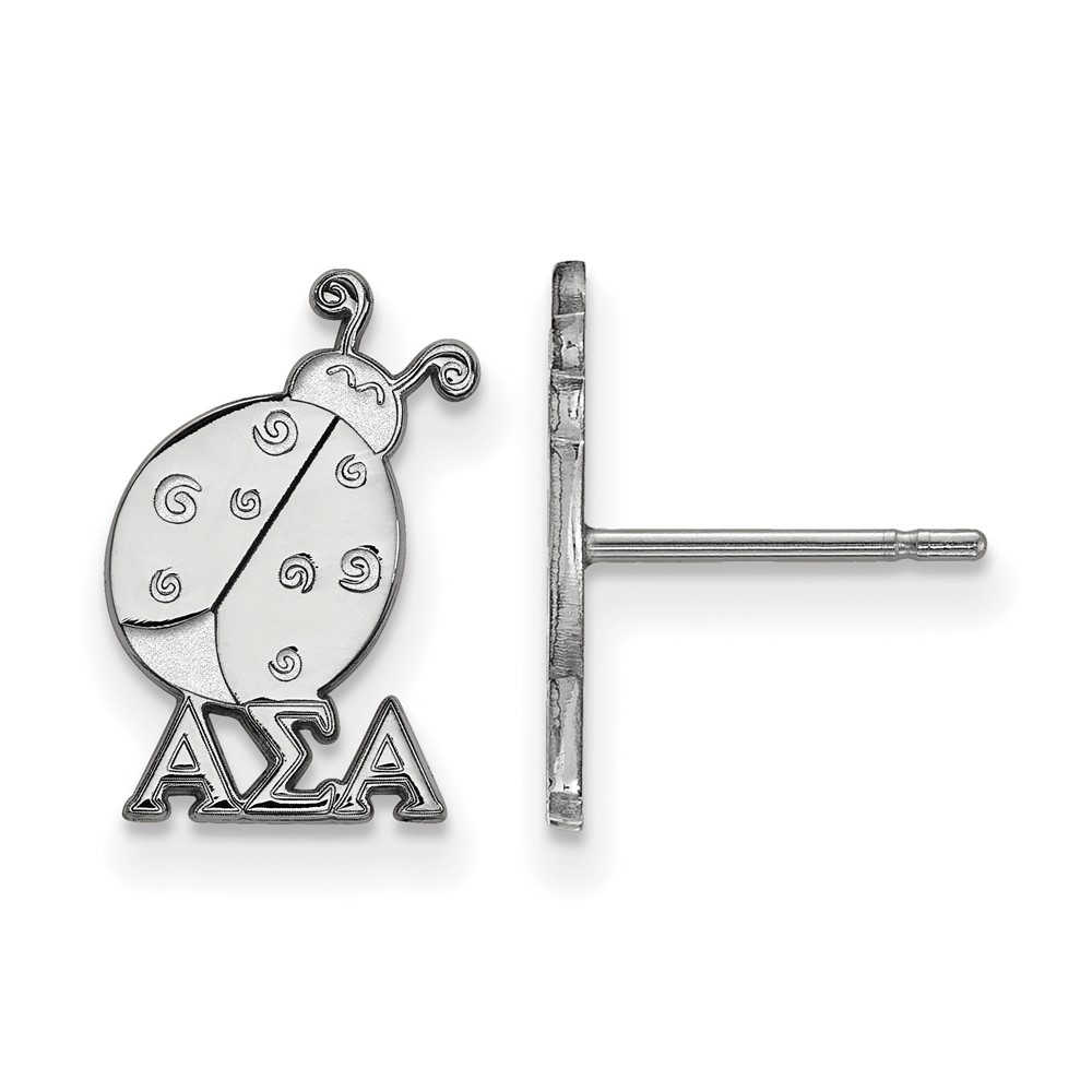 Sterling Silver Rhodium-plated LogoArt Alpha Sigma Alpha Sorority Symbol Extra Small Post Earrings
