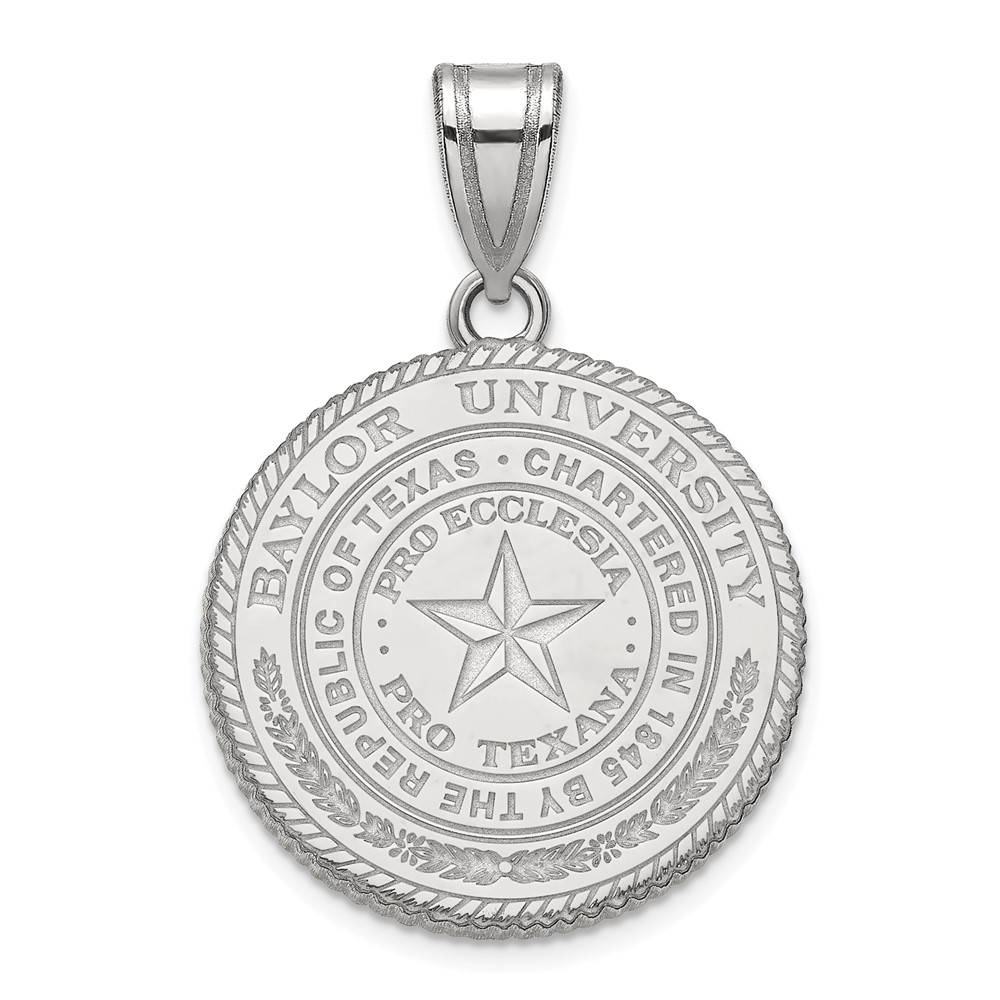 Sterling Silver Rhodium-plated LogoArt Baylor University Large Crest Pendant