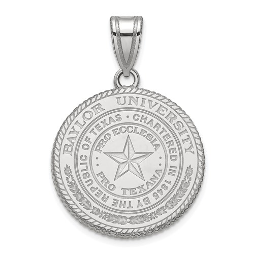 Sterling Silver Rhodium-plated LogoArt Baylor University Large Crest Pendant