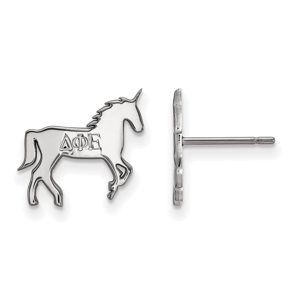 Sterling Silver Rhodium-plated LogoArt Delta Phi Epsilon Sorority Symbol Extra Small Post Earrings