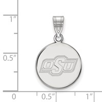Sterling Silver Rhodium-plated LogoArt Oklahoma State University O-s-u Medium Disc Pendant view 2