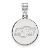 Sterling Silver Rhodium-plated LogoArt Oklahoma State University O-s-u Medium Disc Pendant view 1