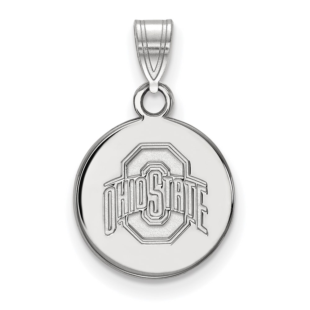 Sterling Silver Rhodium-plated LogoArt the Ohio State University Small Disc Pendant