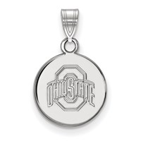 Sterling Silver Rhodium-plated LogoArt the Ohio State University Small Disc Pendant view 1