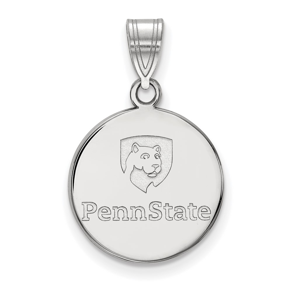 Sterling Silver Rhodium-plated LogoArt Penn State University Medium Disc Pendant