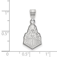 Sterling Silver Rhodium-plated LogoArt Purdue University Boilermakers Train Logo Medium Pendant view 2