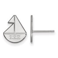 Sterling Silver Rhodium-plated LogoArt Sigma Sigma Sigma Sorority Symbol Extra Small Post Earrings view 1
