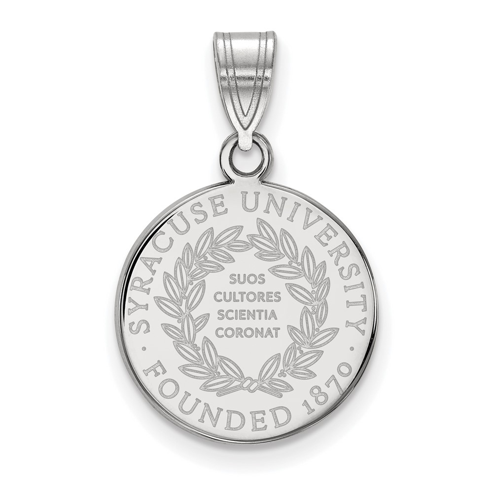 Sterling Silver Rhodium-plated LogoArt Syracuse University Medium Crest Pendant