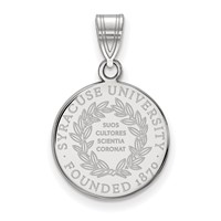 Sterling Silver Rhodium-plated LogoArt Syracuse University Medium Crest Pendant view 1