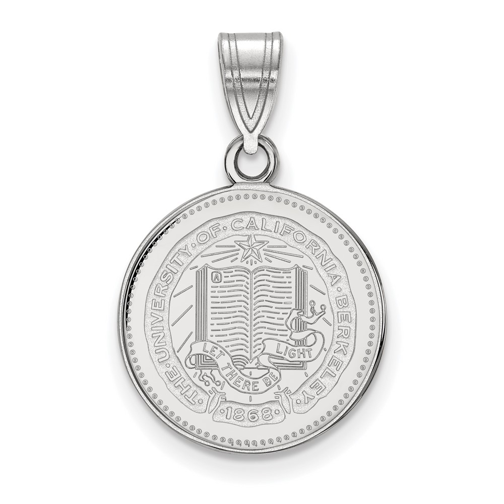 Sterling Silver Rhodium-plated LogoArt University of California Berkeley Medium Crest Pendant