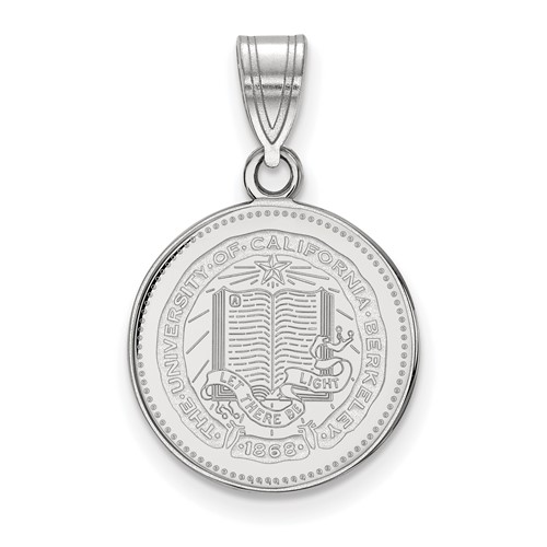 Sterling Silver Rhodium-plated LogoArt University of California Berkeley Medium Crest Pendant