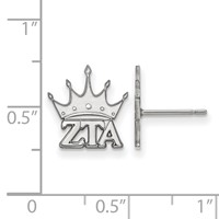 Sterling Silver Rhodium-plated LogoArt Zeta Tau Alpha Sorority Symbol Extra Small Post Earrings view 2