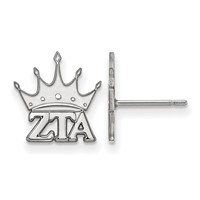 Sterling Silver Rhodium-plated LogoArt Zeta Tau Alpha Sorority Symbol Extra Small Post Earrings view 1