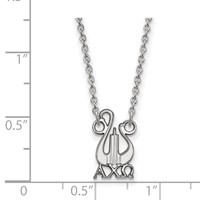 Sterling Silver Rhodium-plated LogoArt Alpha Chi Omega Sorority Symbol Small Pendant Necklace, 18" view 2