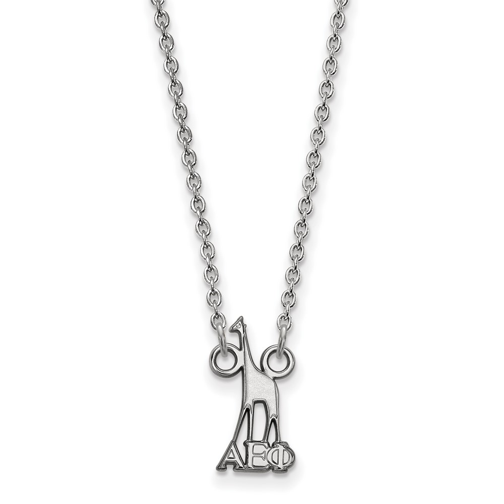 Sterling Silver Rhodium-plated LogoArt Alpha Epsilon Phi Sorority Symbol Extra Small Pendant Necklace, 18"