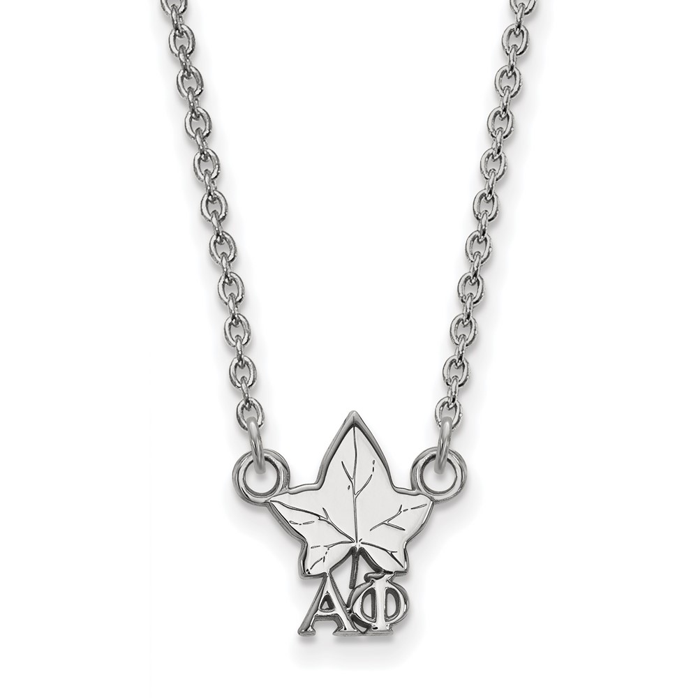 Sterling Silver Rhodium-plated LogoArt Alpha Phi Sorority Symbol Extra Small Pendant Necklace, 18"