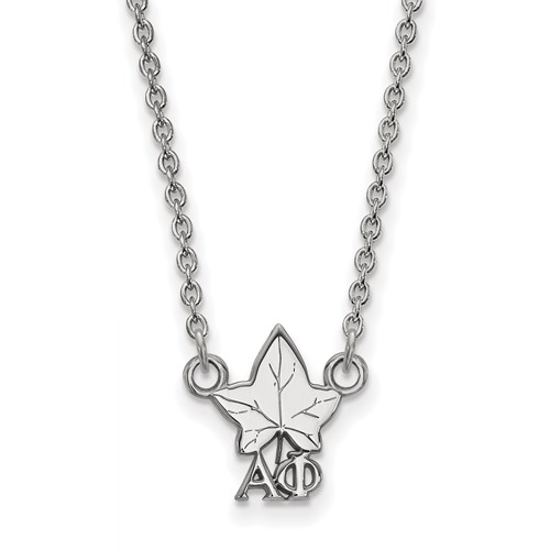 Sterling Silver Rhodium-plated LogoArt Alpha Phi Sorority Symbol Extra Small Pendant Necklace, 18"