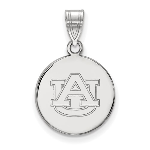 Sterling Silver Rhodium-plated LogoArt Auburn University Medium Disc Pendant