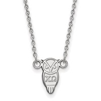 Sterling Silver Rhodium-plated LogoArt Chi Omega Sorority Symbol Extra Small Pendant Necklace, 18" view 1