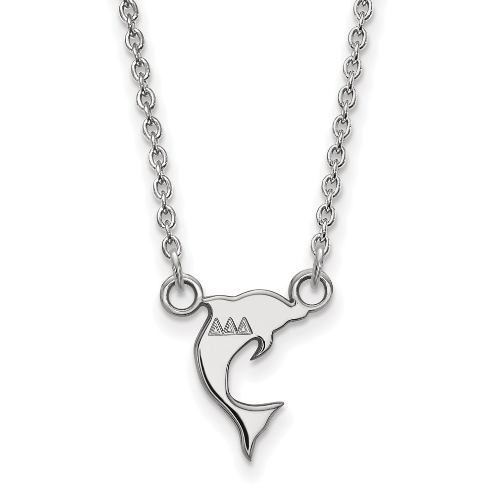 Sterling Silver Rhodium-plated LogoArt Delta Delta Delta Sorority Symbol Extra Small Pendant Necklace, 18"