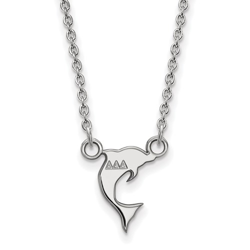 Sterling Silver Rhodium-plated LogoArt Delta Delta Delta Sorority Symbol Extra Small Pendant Necklace, 18"