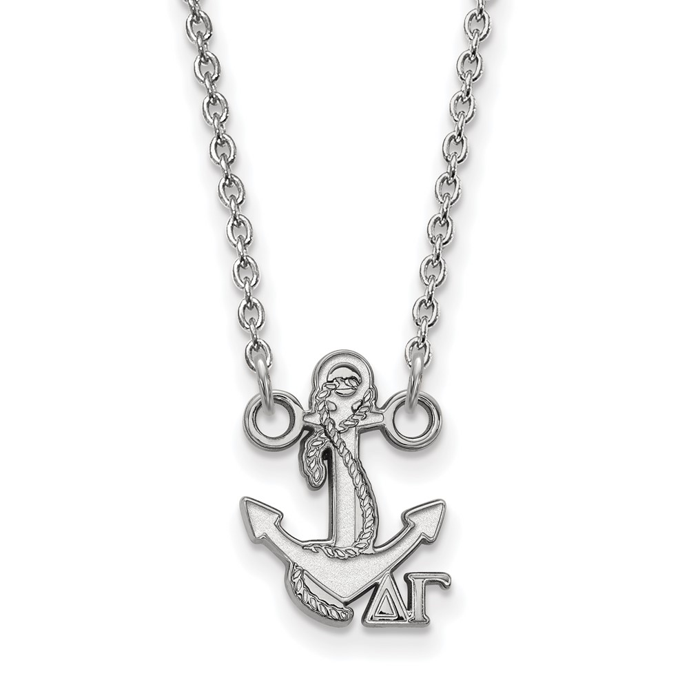 Sterling Silver Rhodium-plated LogoArt Delta Gamma Sorority Symbol Extra Small Pendant Necklace, 18"