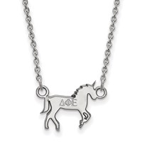 Sterling Silver Rhodium-plated LogoArt Delta Phi Epsilon Sorority Symbol Extra Small Pendant Necklace, 18" view 1