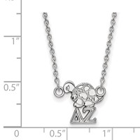 Sterling Silver Rhodium-plated LogoArt Delta Zeta Sorority Symbol Extra Small Pendant Necklace, 18" view 2