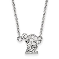 Sterling Silver Rhodium-plated LogoArt Delta Zeta Sorority Symbol Extra Small Pendant Necklace, 18" view 1